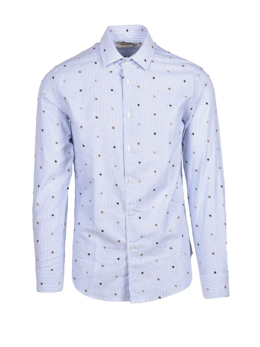 Deuxieme Sky Blue/White Striped Cotton Shirt