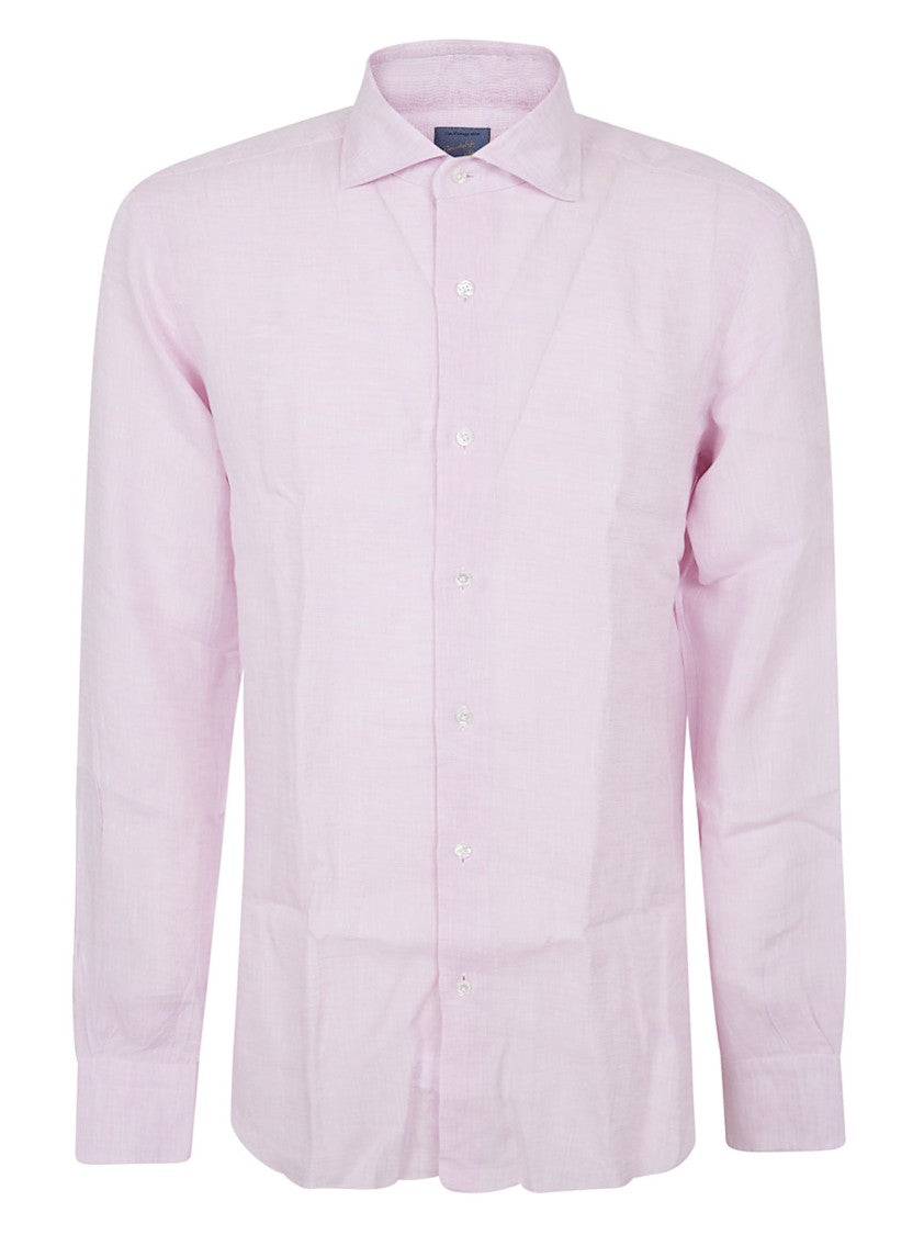 Barba Napoli Linen Long-Sleeved Shirt With Classic Collar And Button Closure