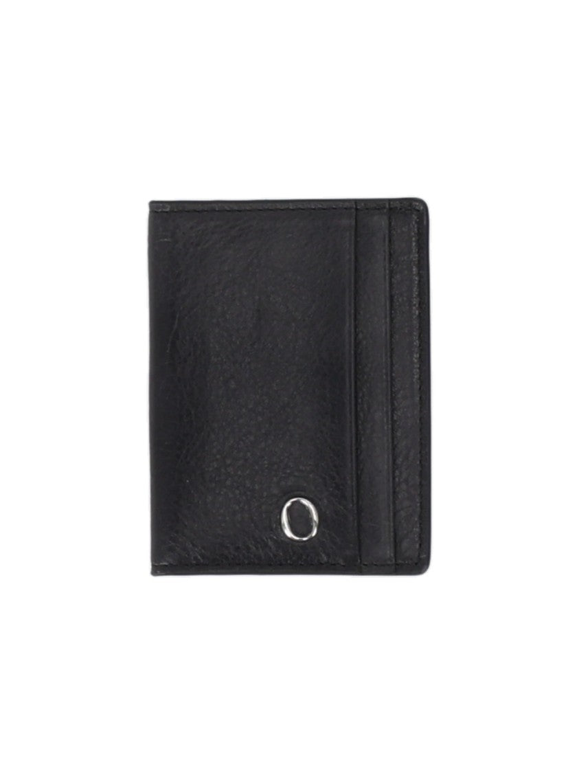 Claudio Orciani Lagoon Metallic Emblem Textured Calf Leather Card Holder