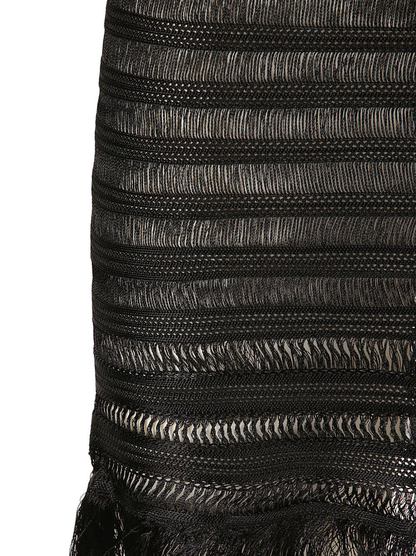 Tom Ford Textured Black Skirt With Fringed Hem