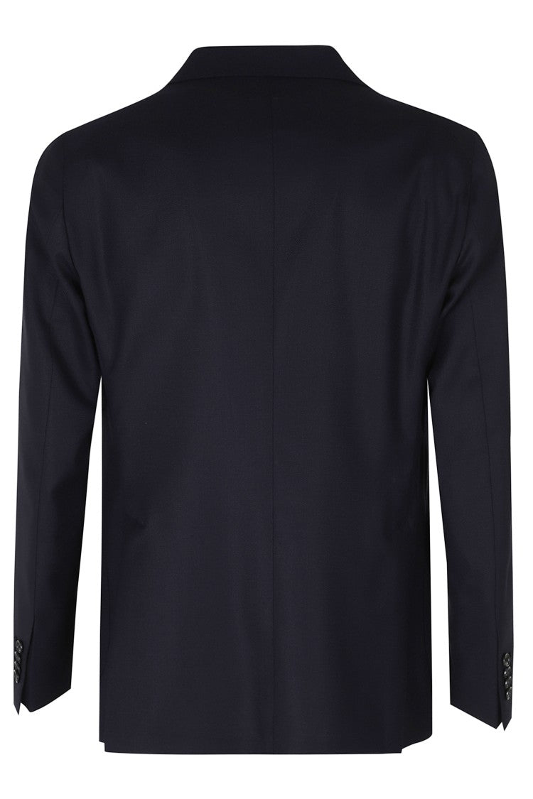 Tagliatore Blue Single-Breasted Lapel Silver Embellishment Wool Blazer