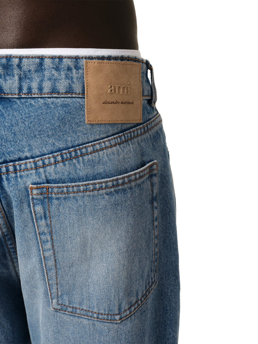 Ami Large Fit Denim Jeans With Classic Structure