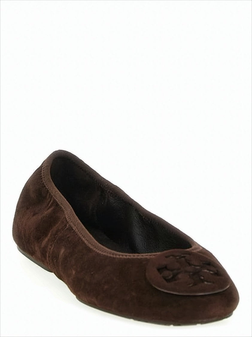 Tory Burch Suede Flat Shoes With Rounded Toe