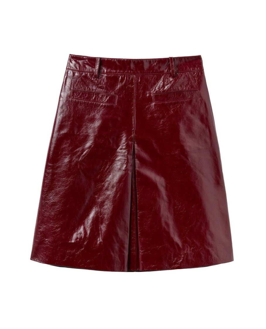 Self-Portrait Burgundy Leather Mini Skirt