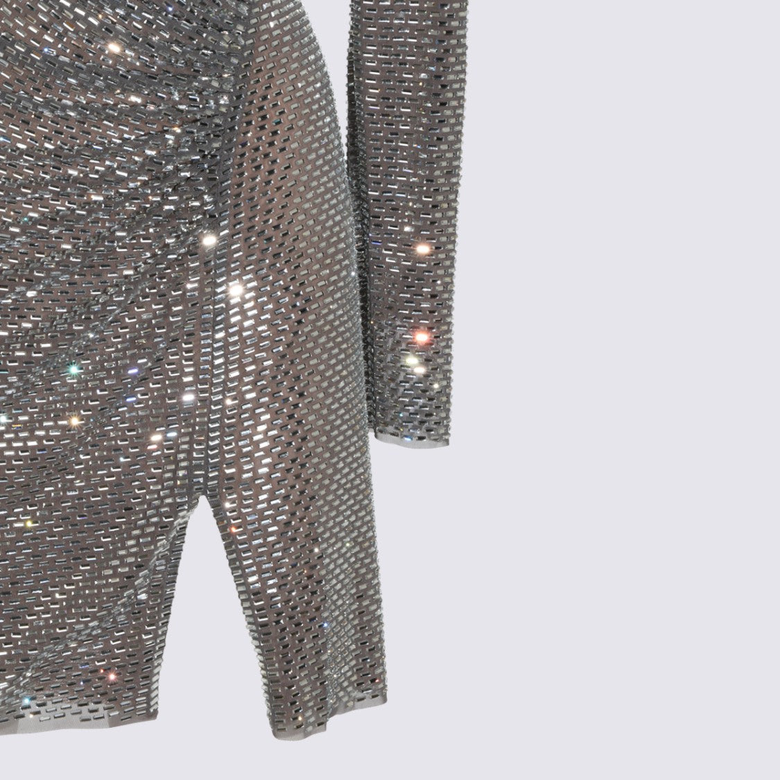 Self-Portrait Metallic Mesh Ruched Wrap Mini Dress