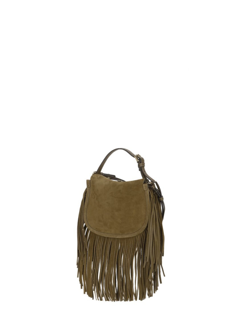 Etro Suede Leather Shoulder Bag With Fringed Detailing