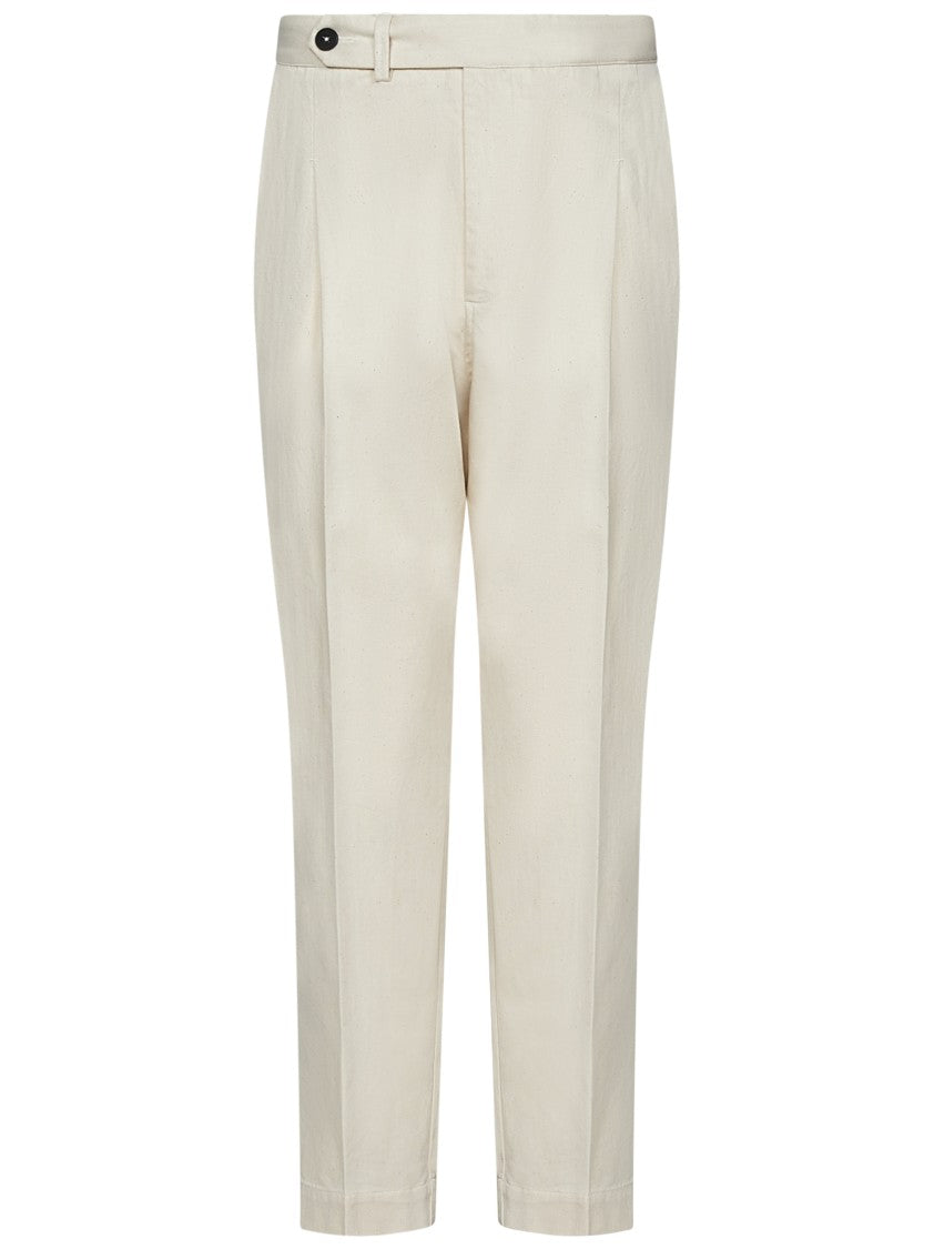 Low Brand Loose-Fit White Trousers With Double Pleats And Tailored Finish
