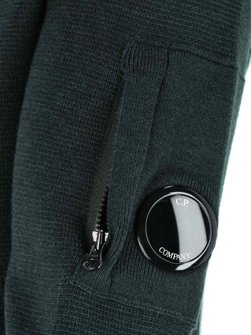 C.P. Company Rich Green Knit Sweater With Classic Ribbed Details
