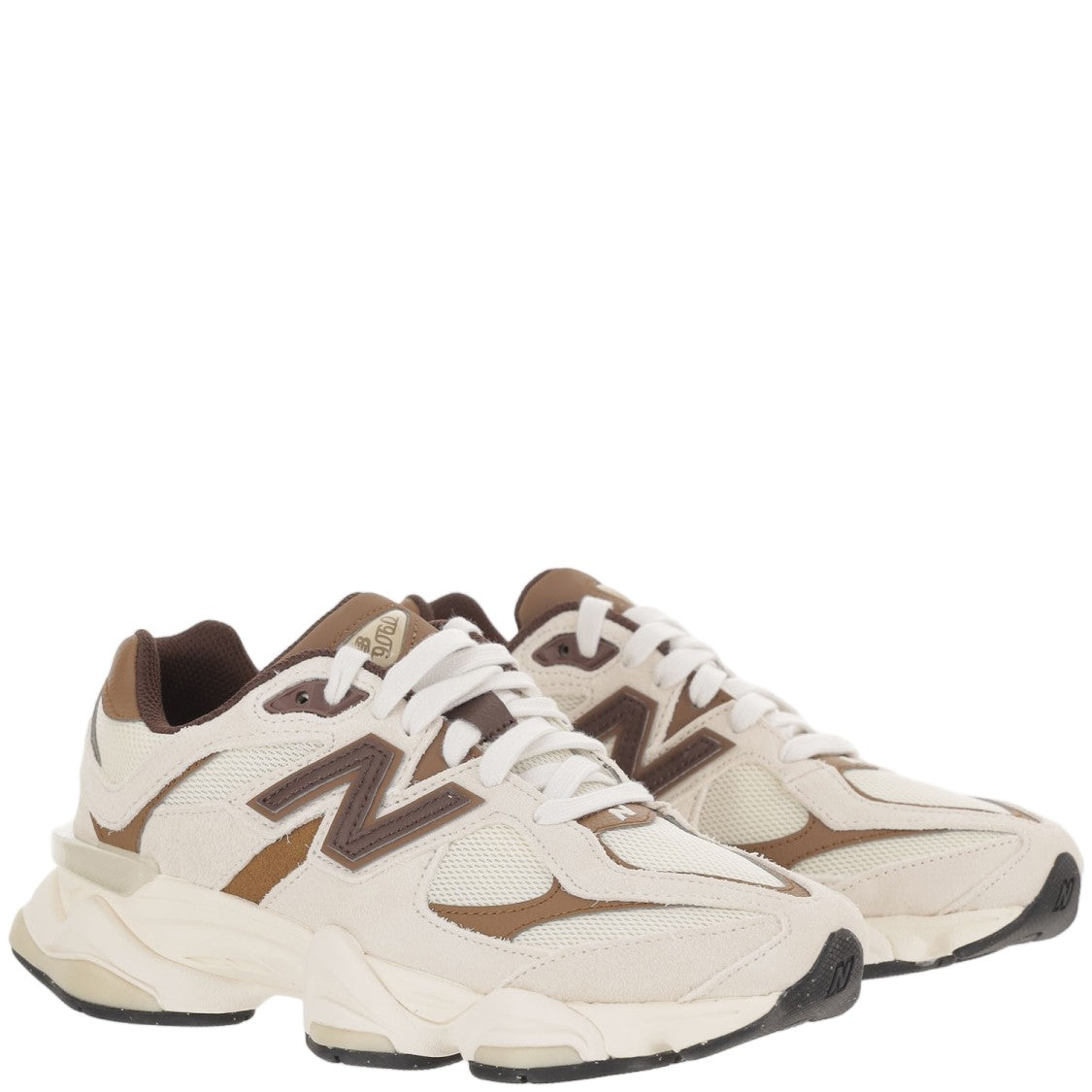 New Balance U90603eg White Brown Suede Mesh Chunky Sneakers