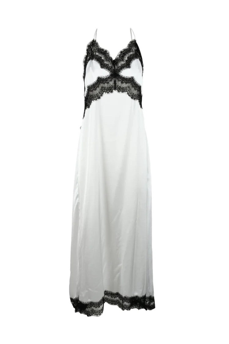 Msgm Long Slip Dress - White/Black