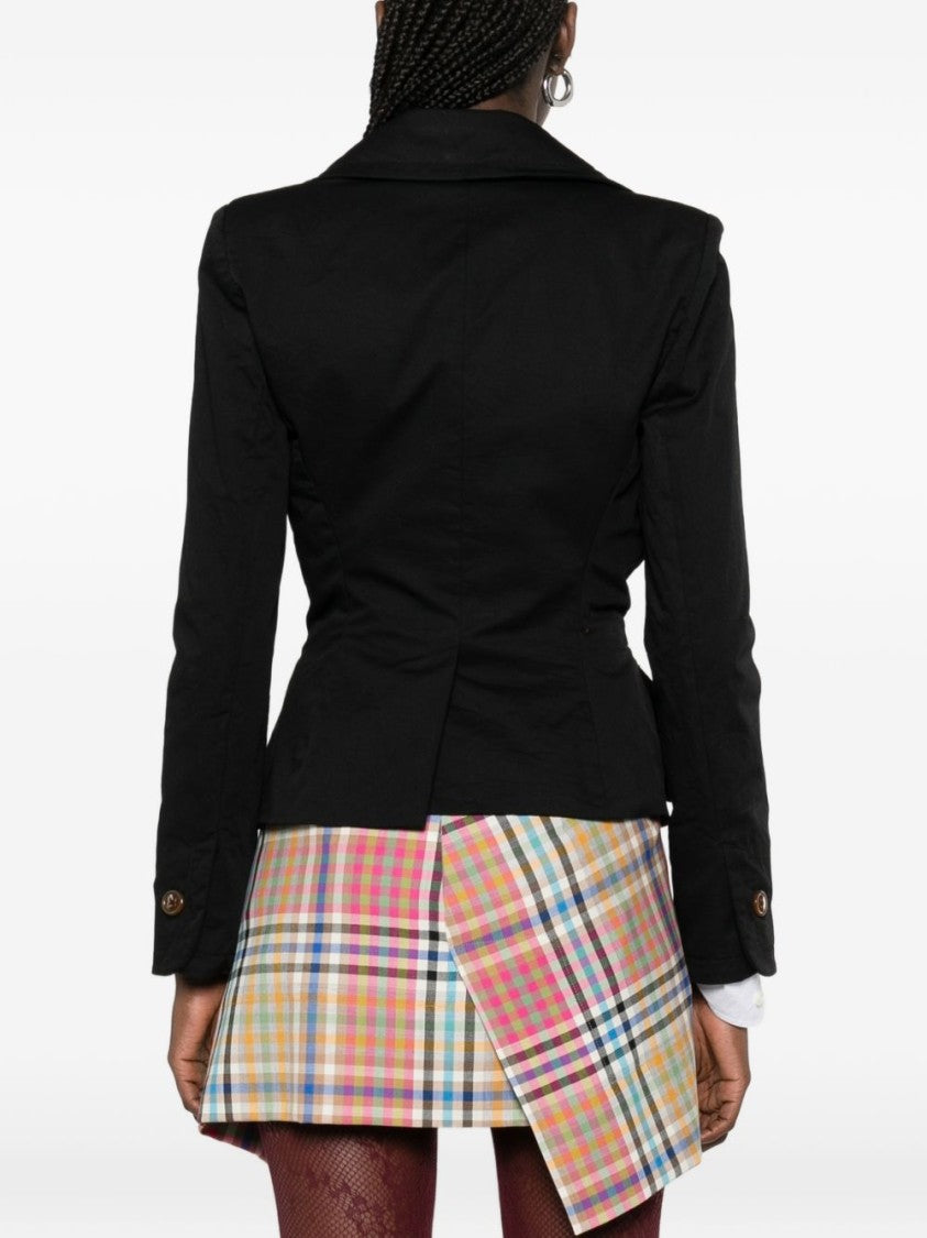Vivienne Westwood Black Button Notch Lapel Flared Jacket