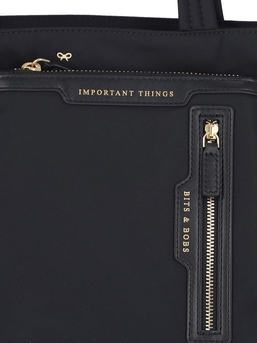Anya Hindmarch Black Econyl Logo Strap Nylon Tote