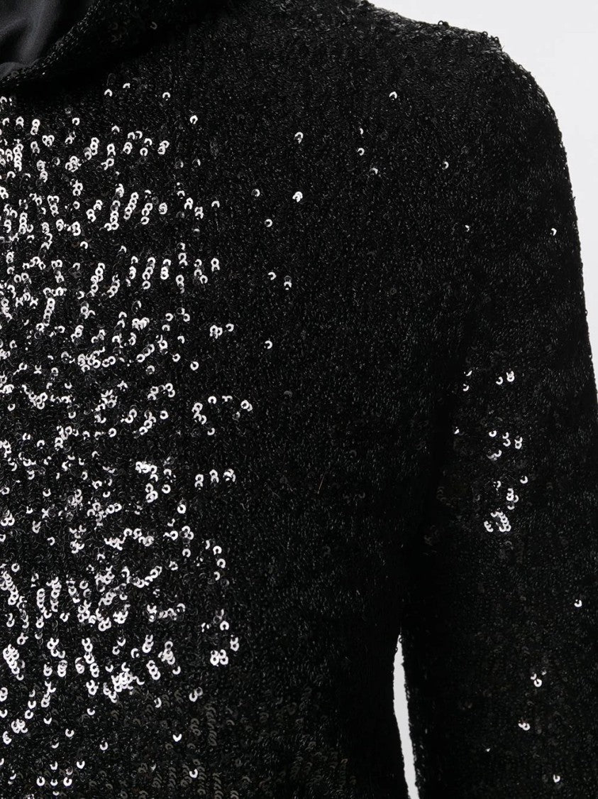 Fabiana Filippi Black Coat With Sequin Detailing And Timeless Design