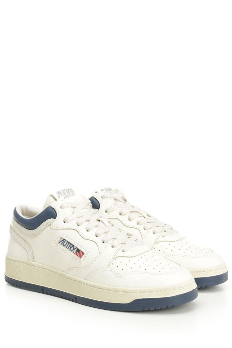 Autry Med-Way Mid Sneakers  In Pelle Blu, Marsh