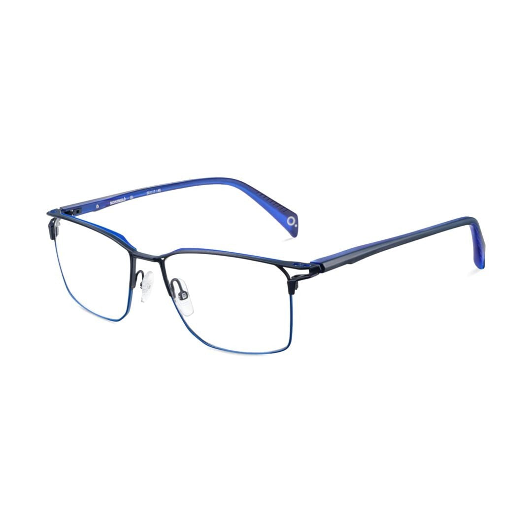Etnia Barcelona Montmelo Rectangular Deep Blue Metal Eyeglasses With Curved Temples