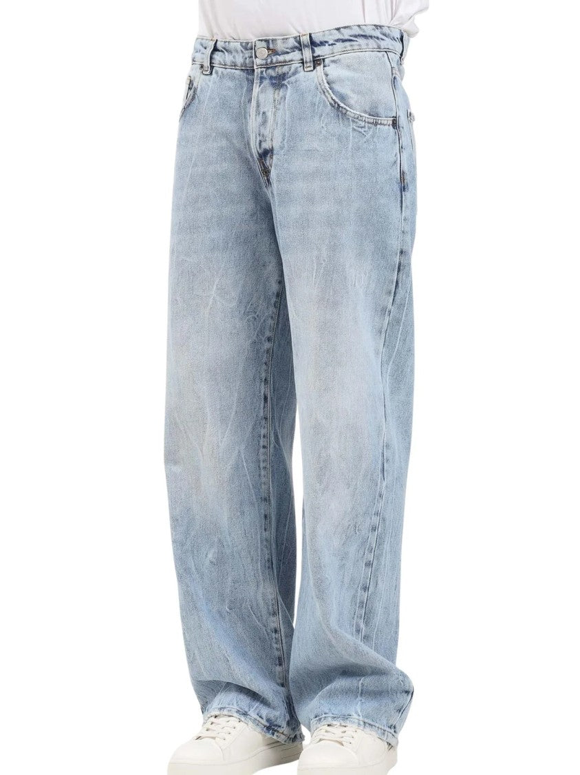 I M Brian Light Blue Faded Relaxed-Fit Cotton Jeans