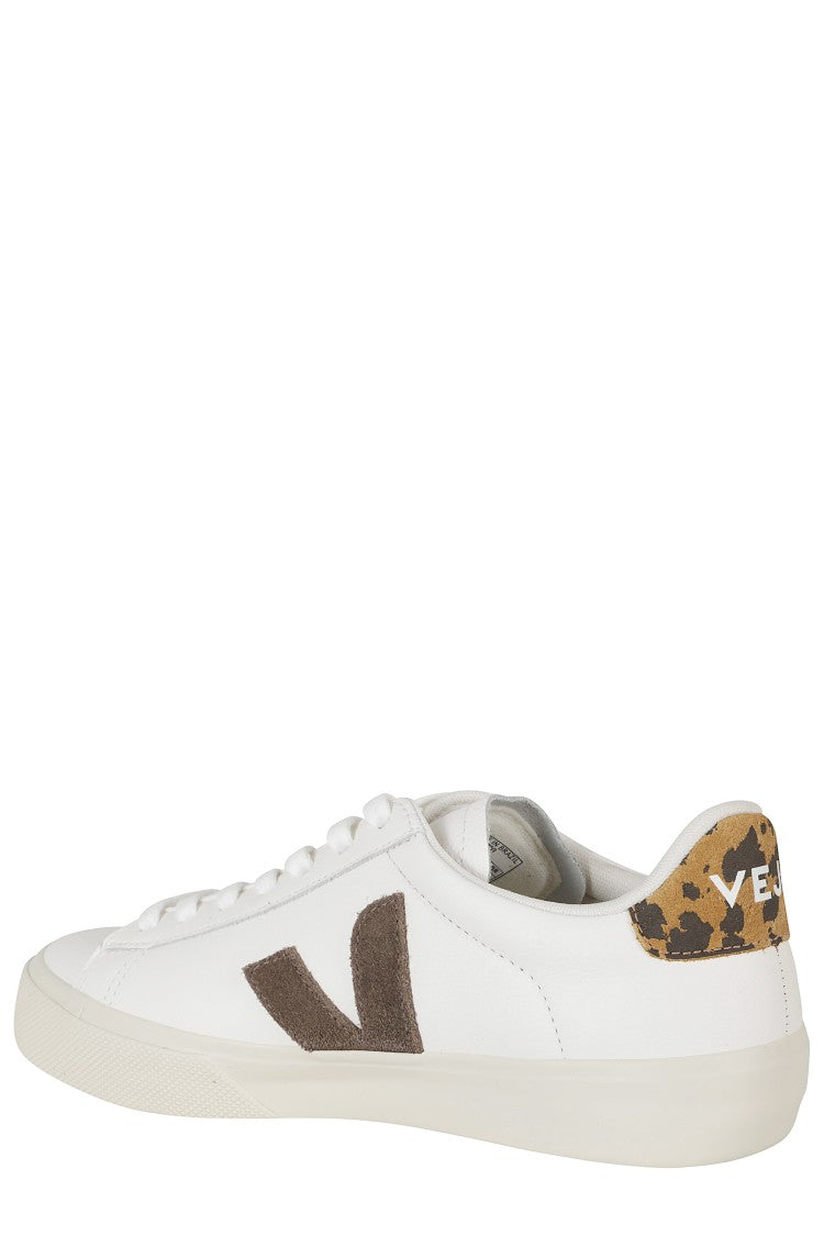 Veja White Campo Suede Logo Leather Low-Top Sneakers