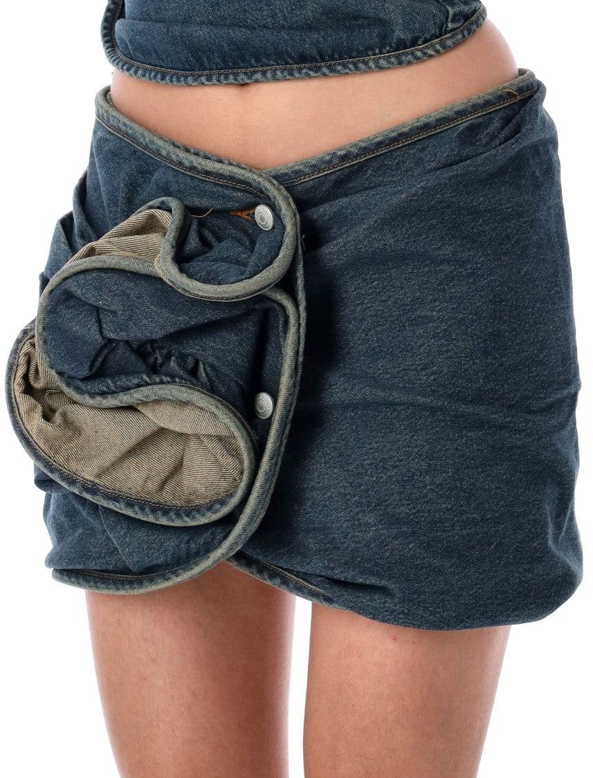 Magda Butrym Mini Skirt Rose Denim