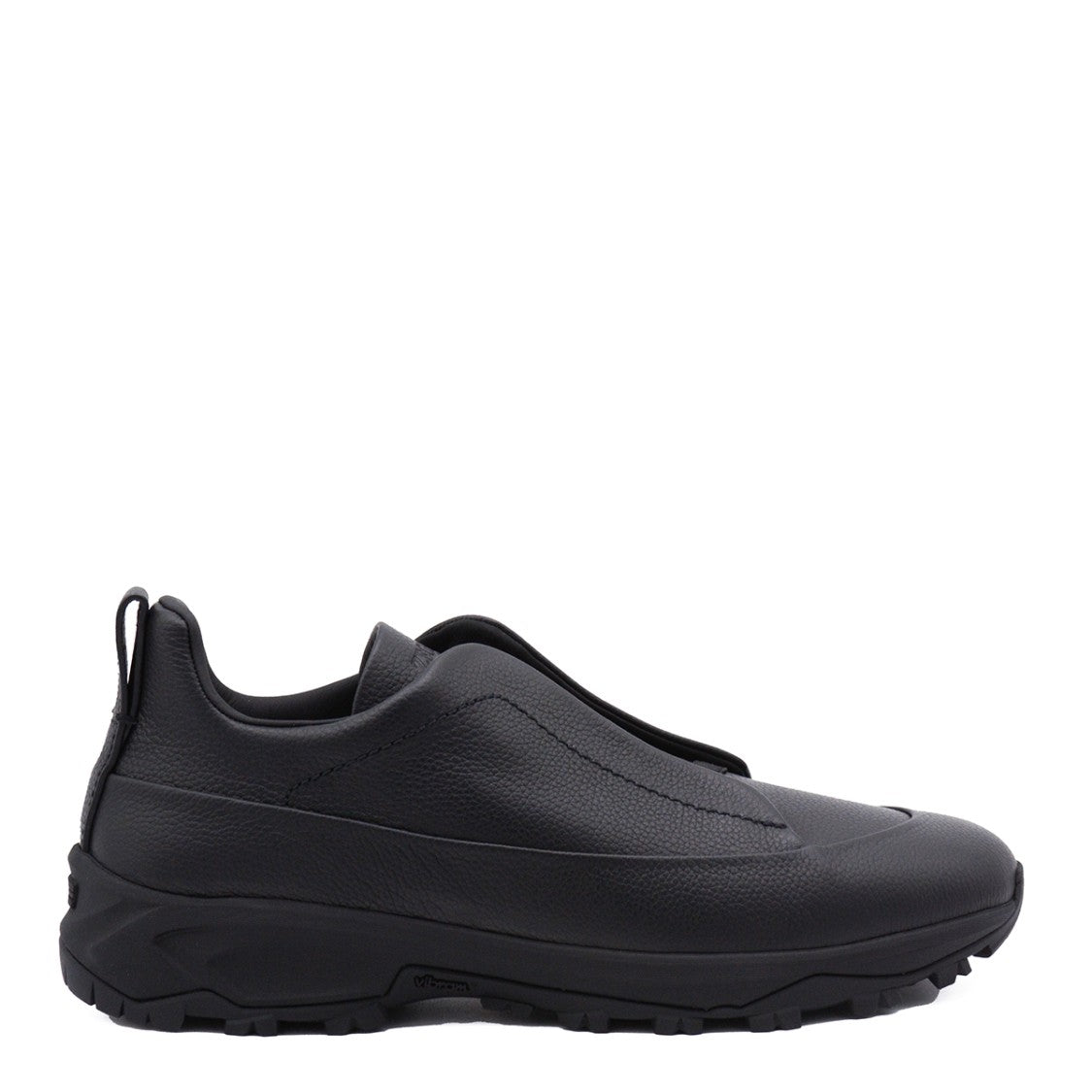 Zegna Black Leather Monte Sneakers With Slip-On Design
