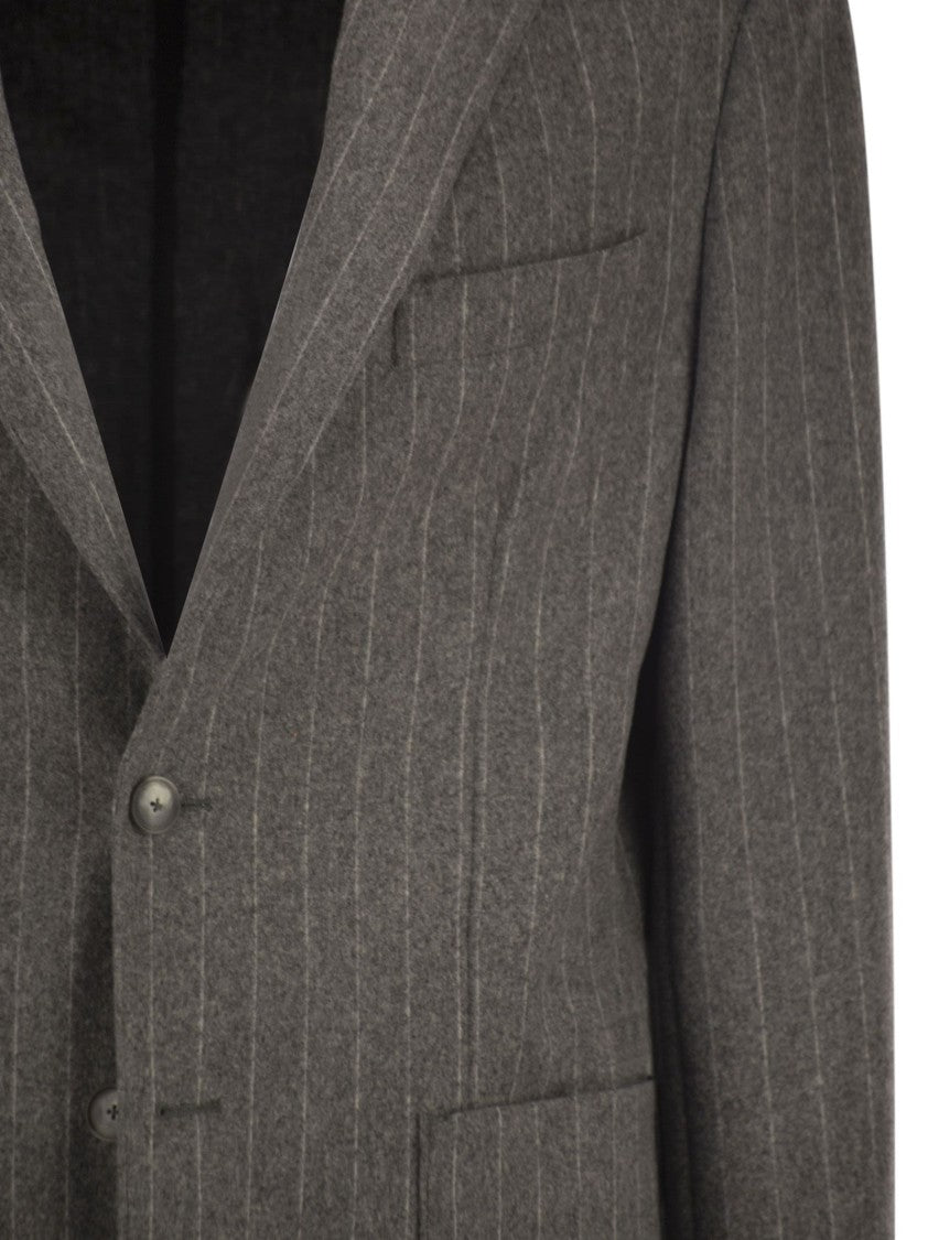 Boss Slim-Fit Blazer In Stretch Striped Flannel