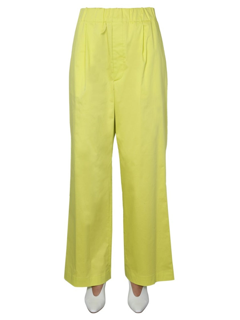 Jejia Green Wide Trousers With Elasticated Waistband