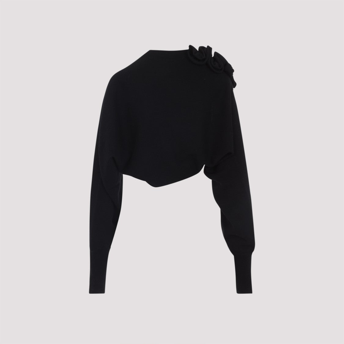 Alberta Ferretti Open Front Black Wool And Silk Cardigan