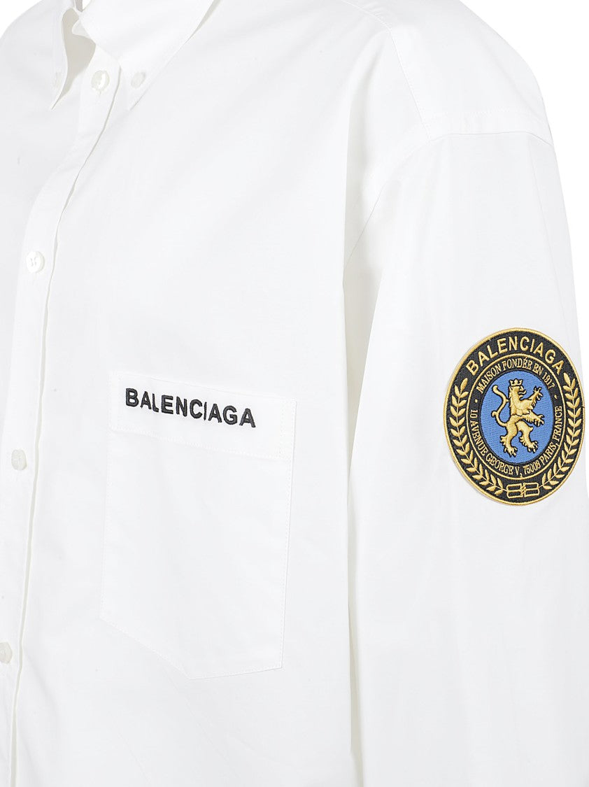 Balenciaga Button-Down Cotton Shirt With Logo Detailing