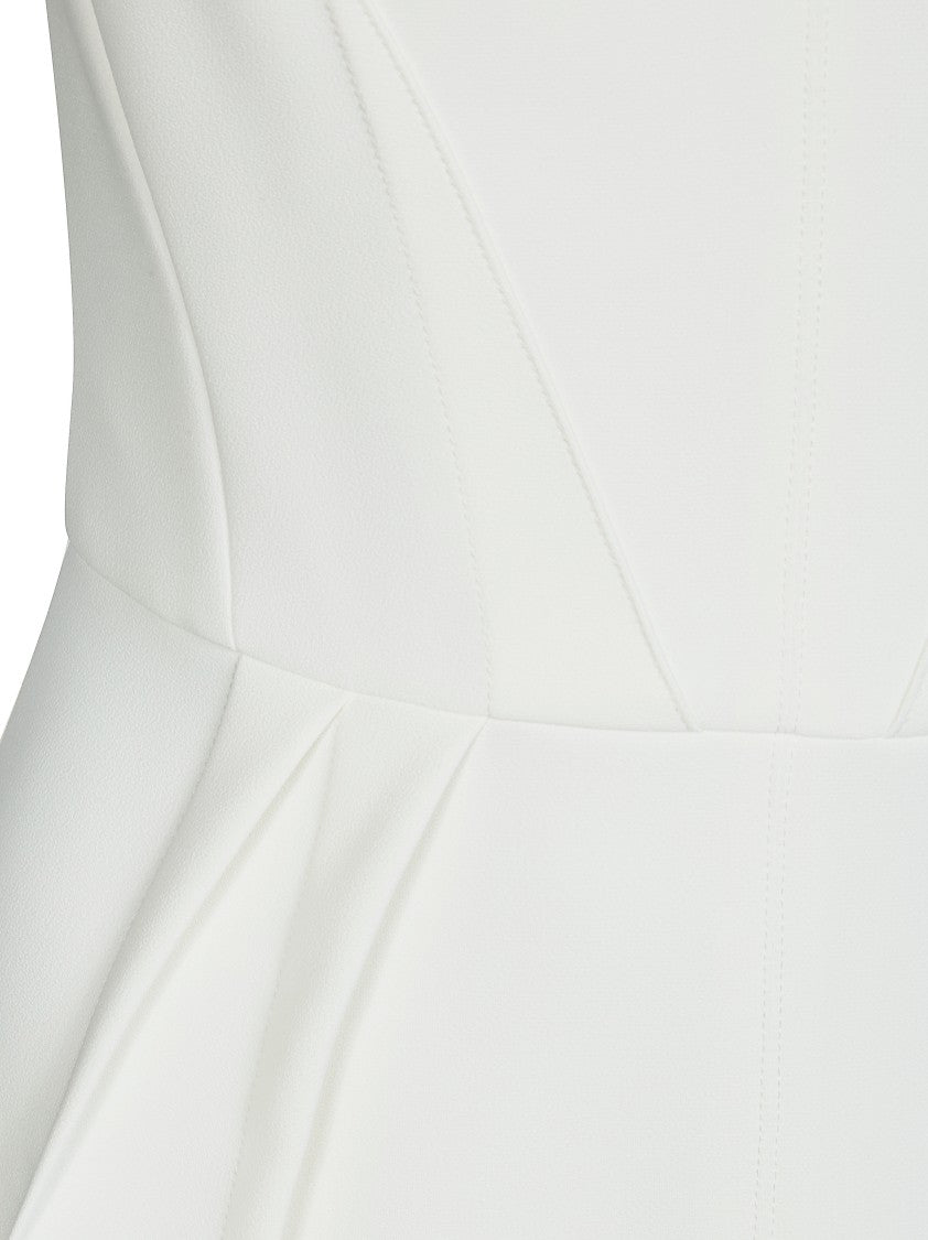 Elisabetta Franchi Fitted White Mini Dress With Deep V-Neckline