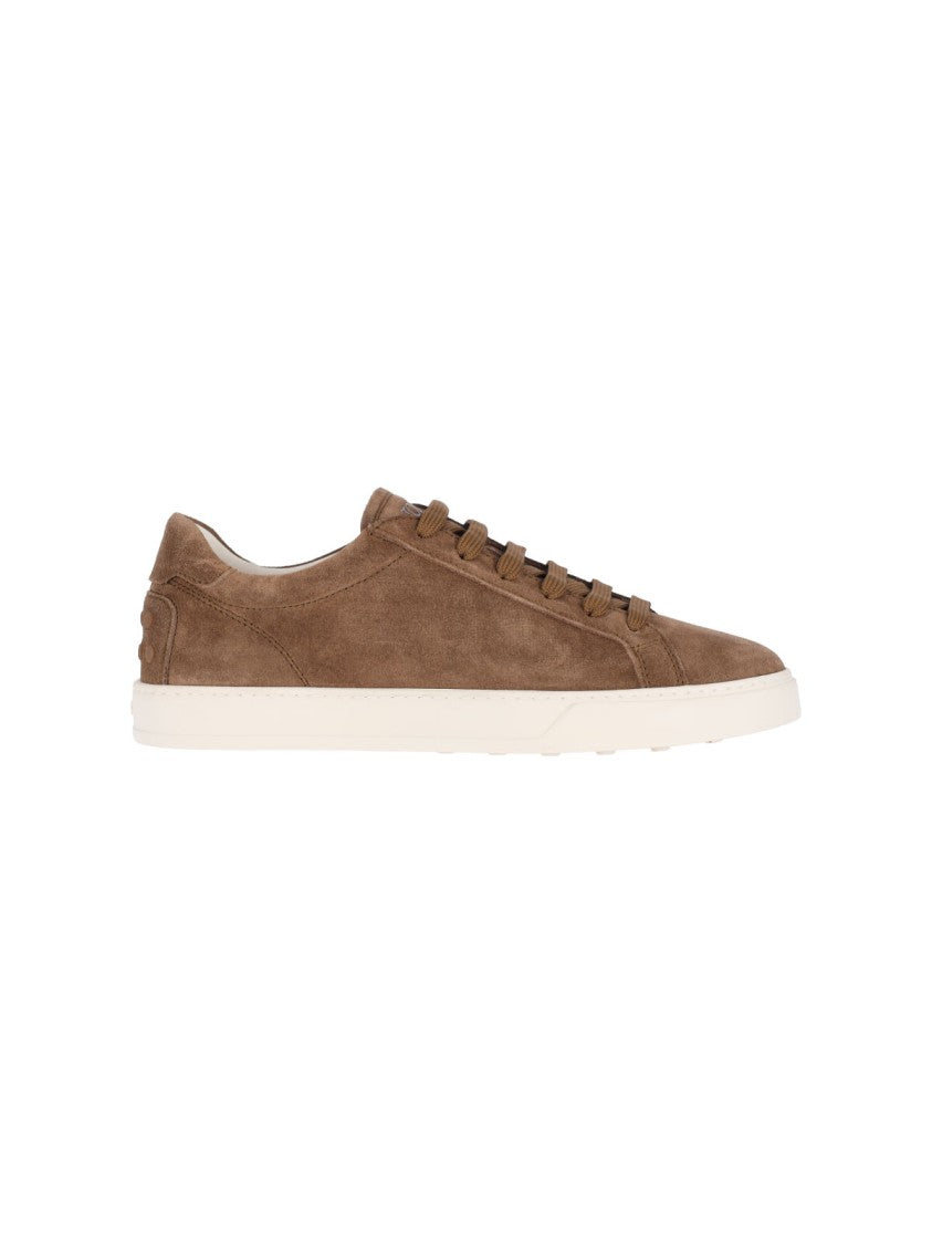 Tod's Brown Suede Sneakers With Rounded Toe