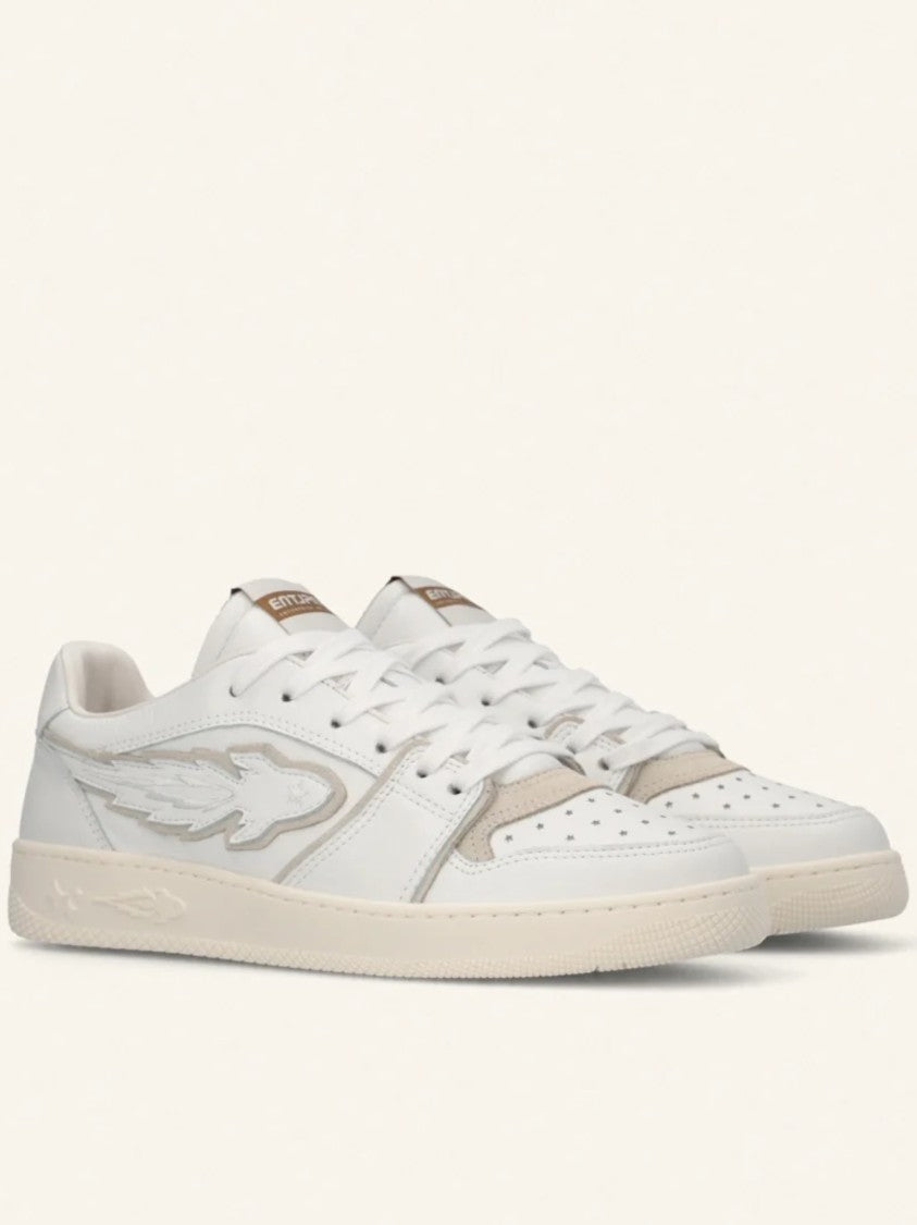 Enterprise Japan Low-Top Leather Sneakers With Suede Accents And Rocket Emblem