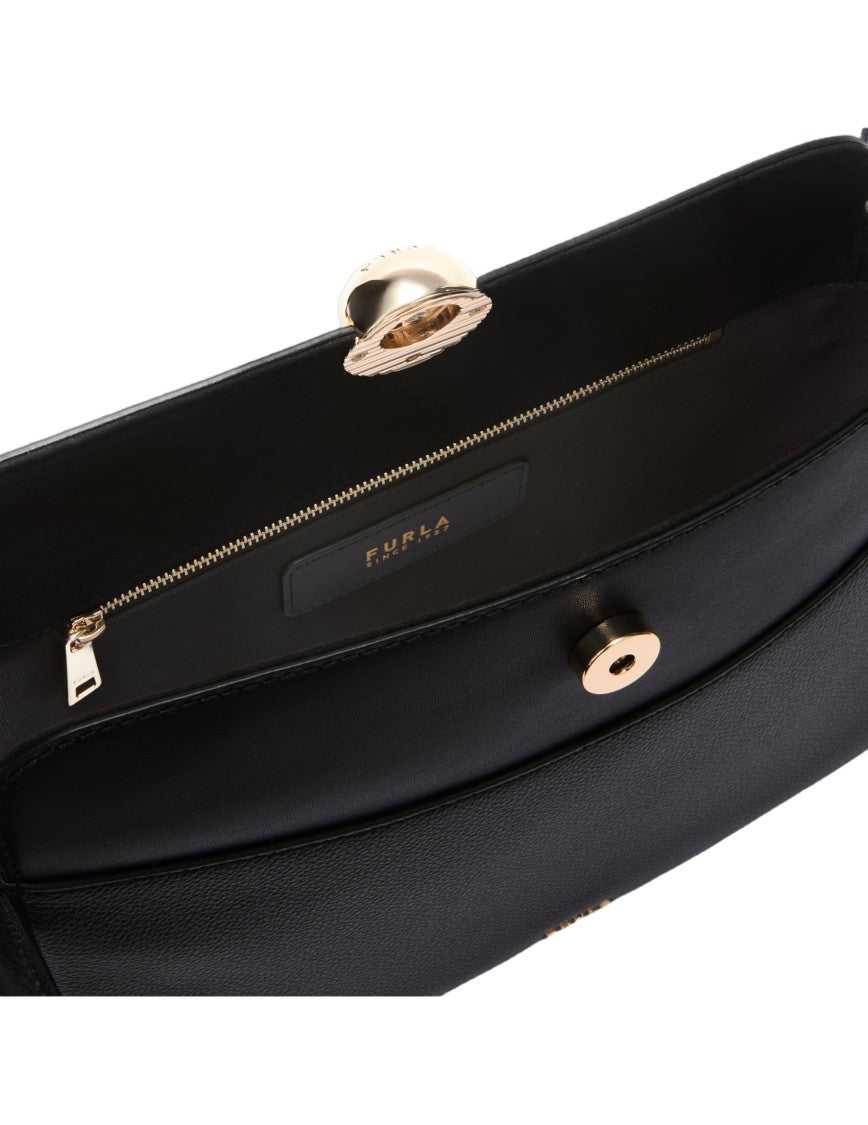 Furla Nicole M Boston Leather Shoulder Bag In Black