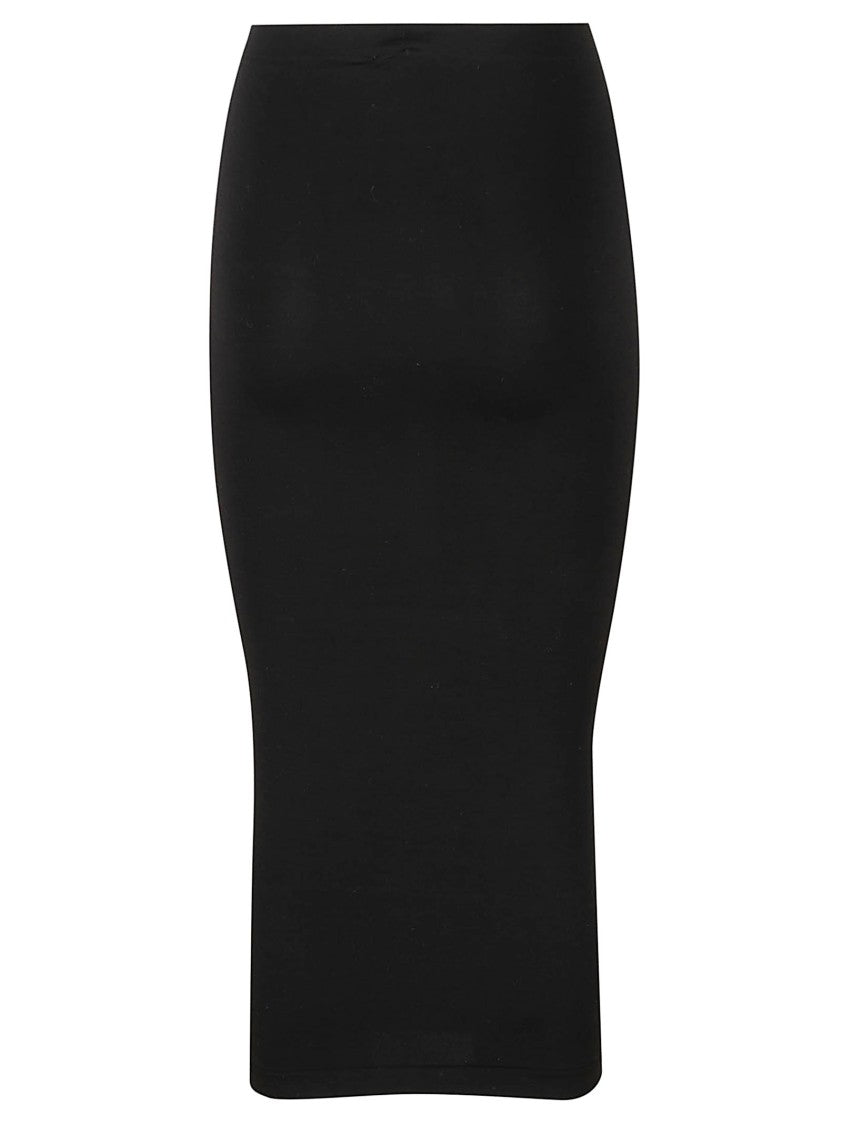 Wolford Seamless Black Wool Midi Skirt With Fitted Silhouette