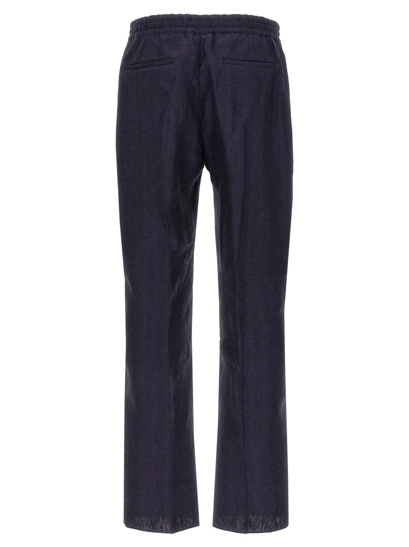 Berluti Herringbone Linen Trousers With Adjustable Waist