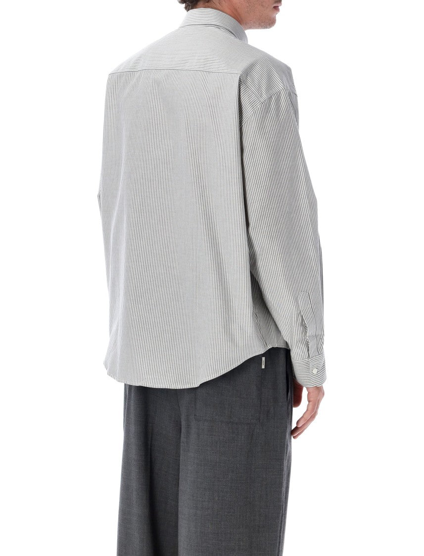 Ami Paris Ami De Cœur Striped Boxy Fit Cotton Casual Shirt