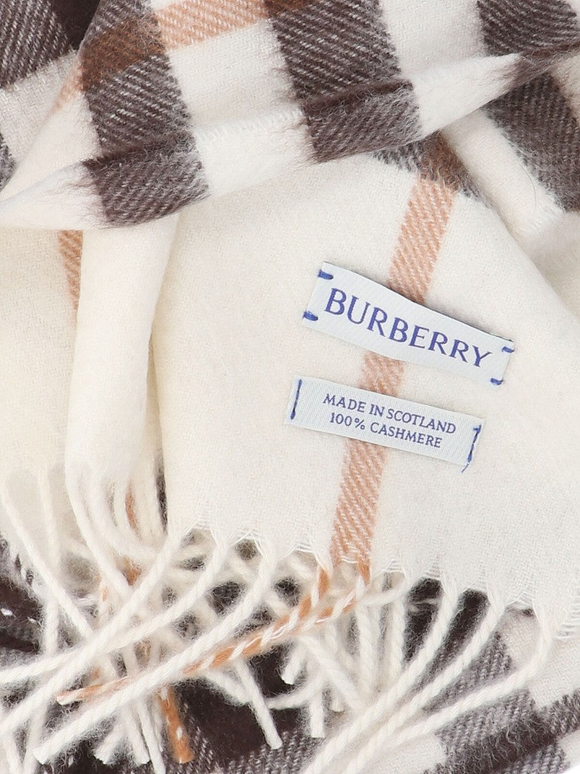 Burberry Cream Check Brushed Cashmere Scarf