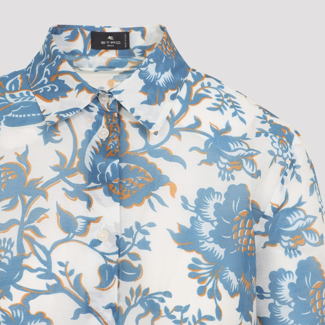 Etro Regular Blue Cotton And Silk Shirt