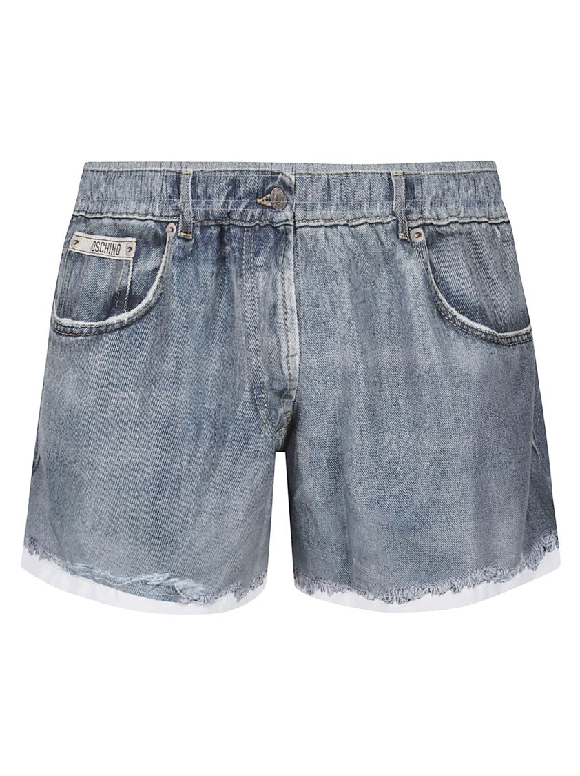 Moschino Denim-Inspired Polyester Denim Shorts
