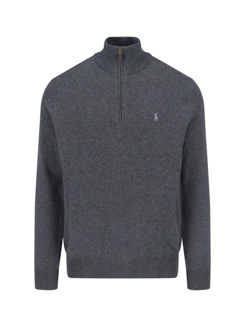 Polo Ralph Lauren Logo Zip Sweater – Gray