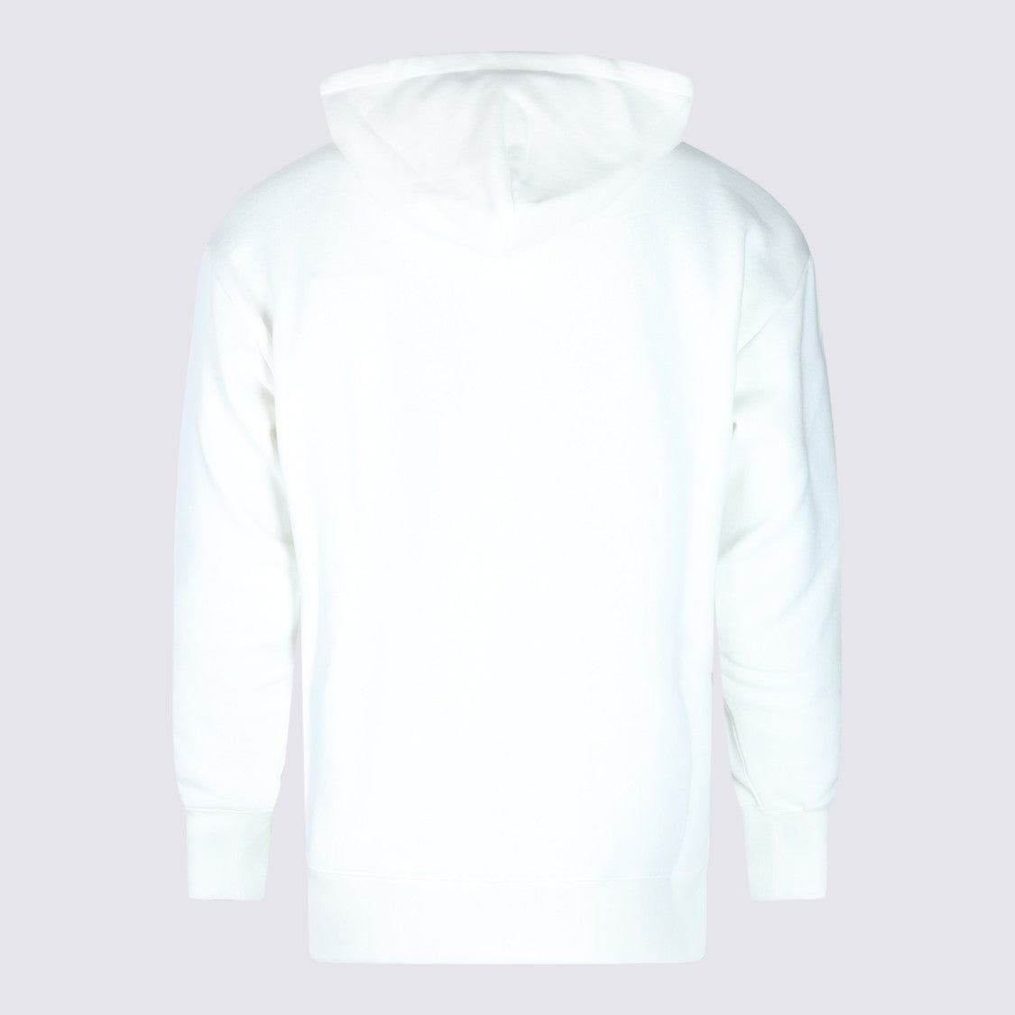 Valentino Hooded White Sweatshirt With Geometric Design And Front Pocket