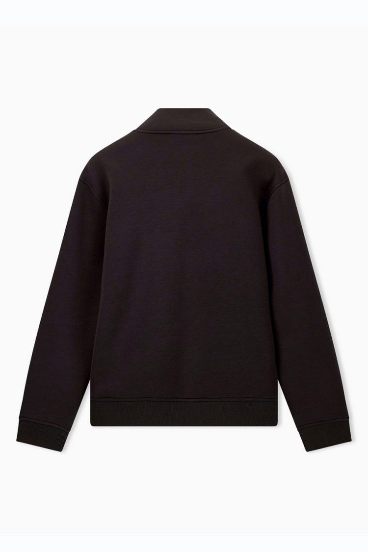 Emporio Armani Dark Brown Logo Plate Stand-Collar Modal Sweatshirt