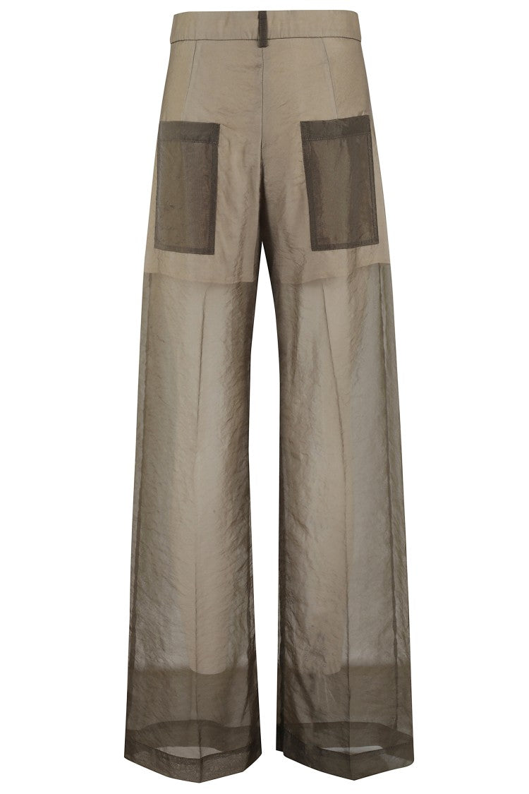 Tela Flowing Green Trousers With Sheer Overlay