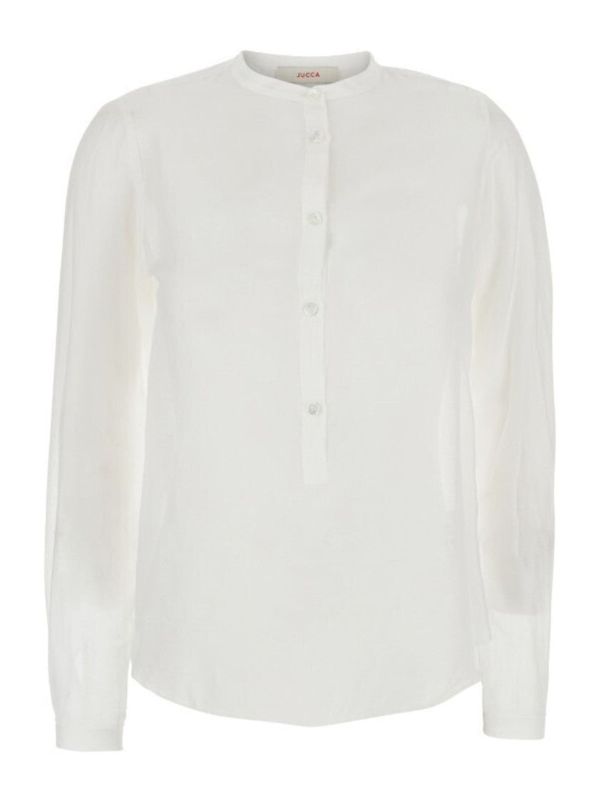 Jucca White Korean Silk Puff Blouse