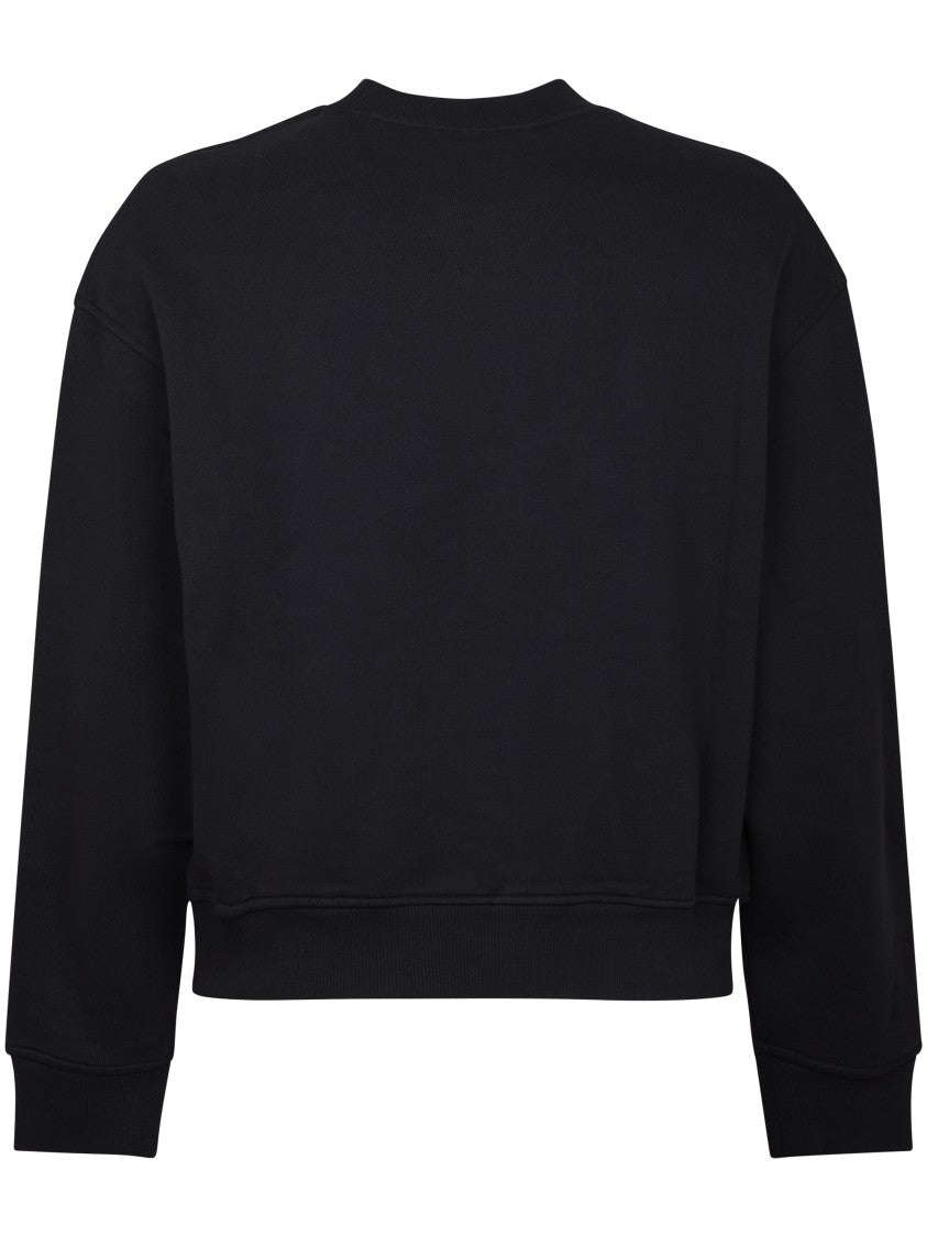 Palm Angels Textured Teddy Bear Applique Crew Neck Sweater