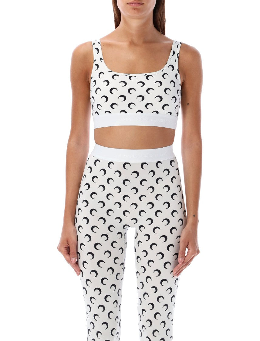 Marine Serre Crescent Moon Print Fitted Sports Bra