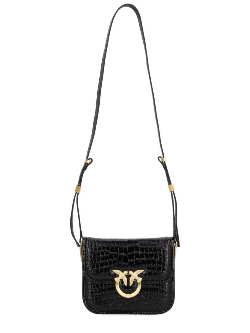 Pinko Black Leather Mini Love Crocodile Pumps