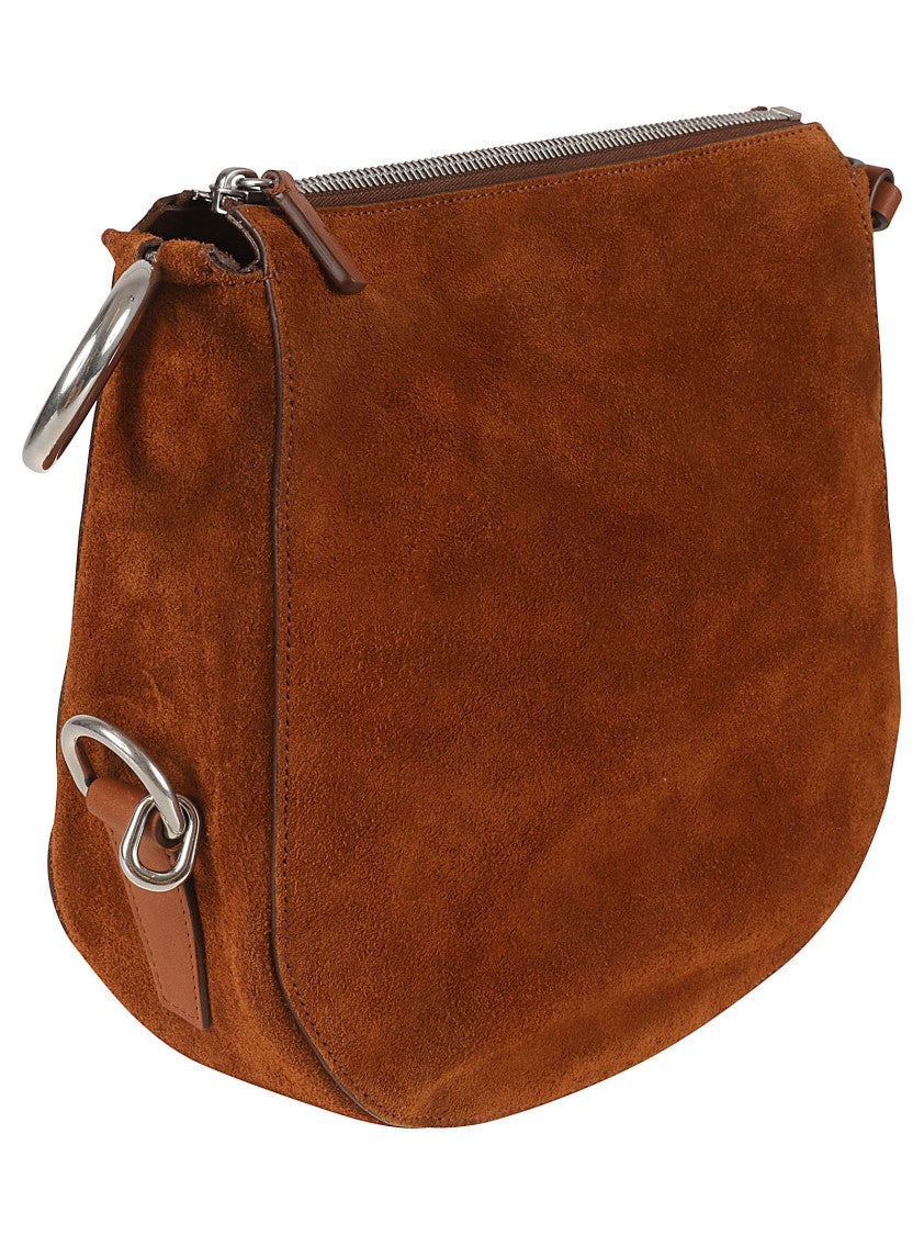 Burberry Suede-Finish Calf Grain Leather Shoulder Bag