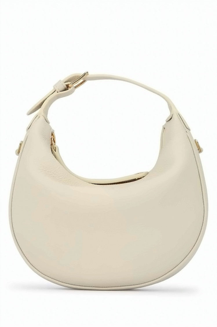 Celine Grain Calfskin Crescent Shoulder Bag With Gold Hardware Accents