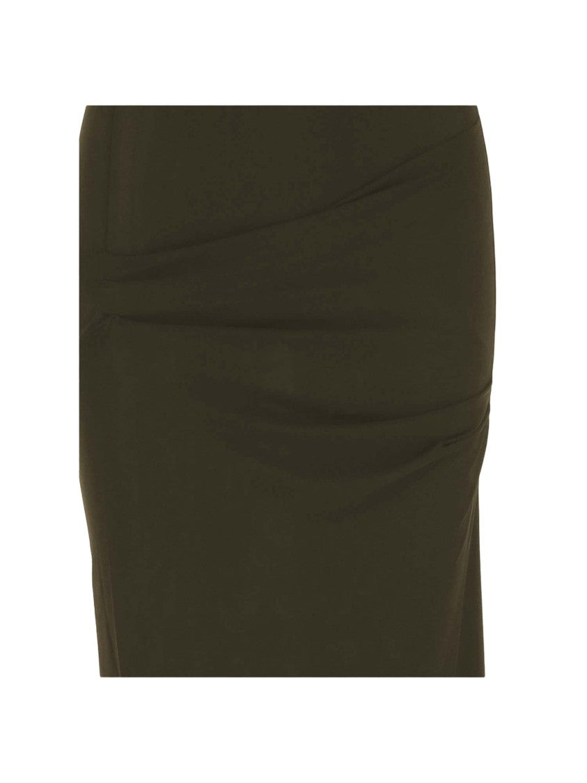 Jacquemus Dark Khaki Cotton Silk Asymmetrical Dress
