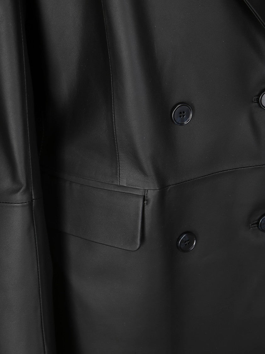 1972 Desa Leather Double-Breasted Over Coat