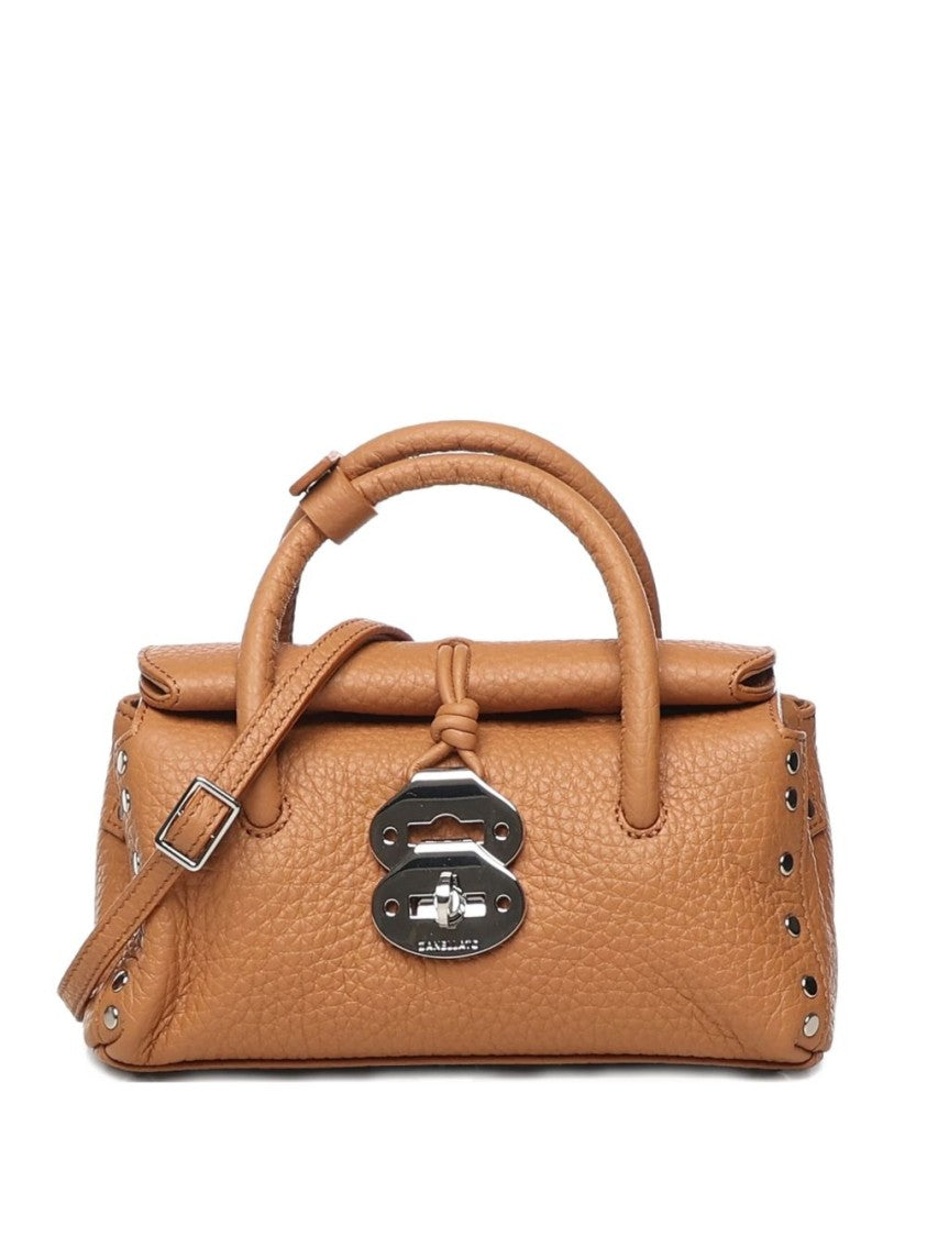 Zanellato Compact Brown Grained Leather Handbag